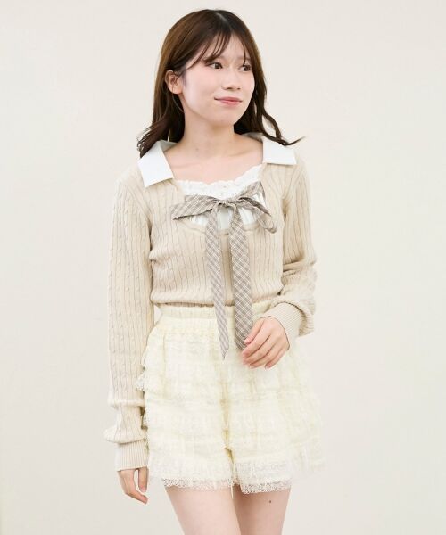 MAJESTIC LEGON / マジェスティックレゴン ニット・セーター | チェックリボンレイヤードライクニット | 詳細21