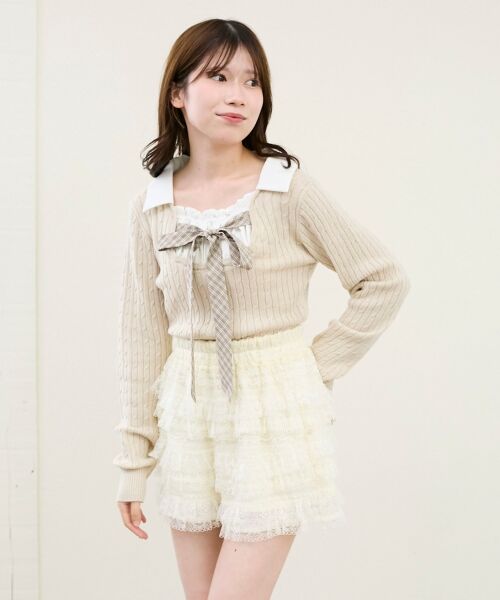 MAJESTIC LEGON / マジェスティックレゴン ニット・セーター | チェックリボンレイヤードライクニット | 詳細22