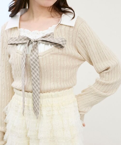 MAJESTIC LEGON / マジェスティックレゴン ニット・セーター | チェックリボンレイヤードライクニット | 詳細24