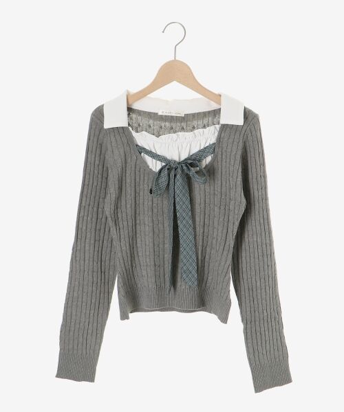 MAJESTIC LEGON / マジェスティックレゴン ニット・セーター | チェックリボンレイヤードライクニット | 詳細26