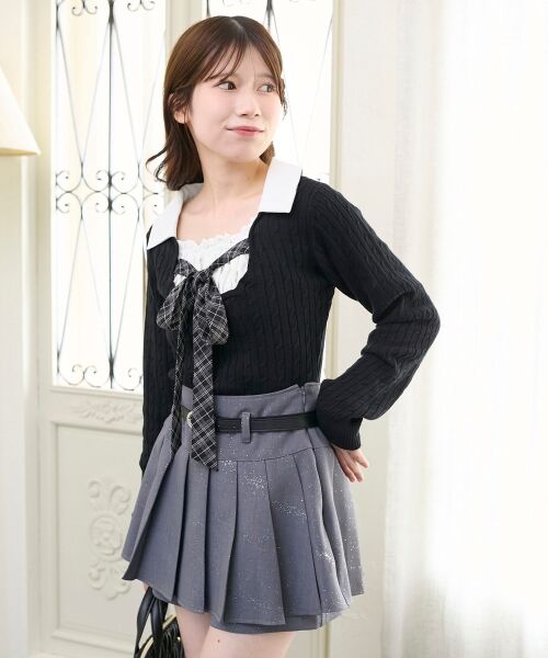 MAJESTIC LEGON / マジェスティックレゴン ニット・セーター | チェックリボンレイヤードライクニット | 詳細7