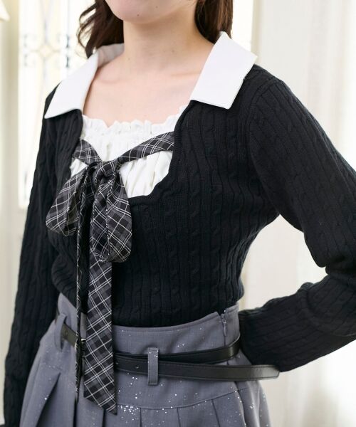 MAJESTIC LEGON / マジェスティックレゴン ニット・セーター | チェックリボンレイヤードライクニット | 詳細8