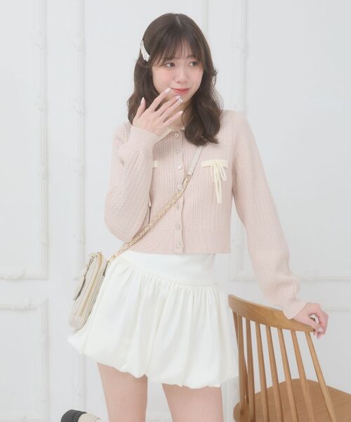 MAJESTIC LEGON / マジェスティックレゴン カーディガン・ボレロ | ◎バイカラーリボンケーブルニットカーデ | 詳細14