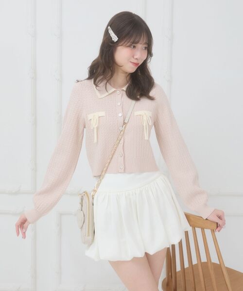 MAJESTIC LEGON / マジェスティックレゴン カーディガン・ボレロ | ◎バイカラーリボンケーブルニットカーデ | 詳細15