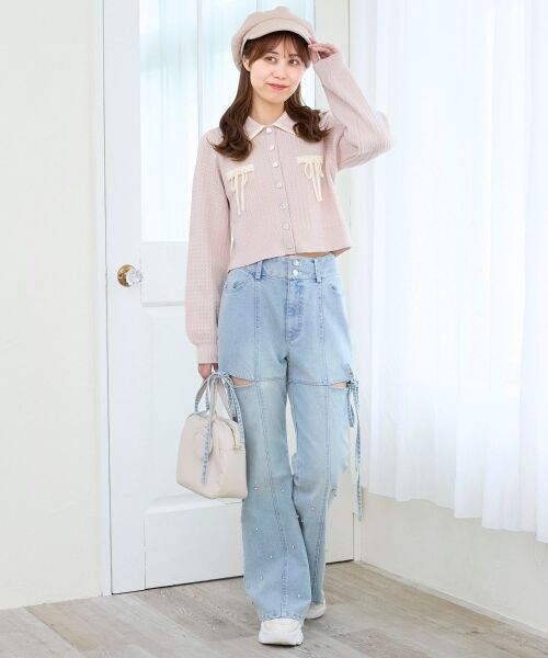 MAJESTIC LEGON / マジェスティックレゴン カーディガン・ボレロ | ◎バイカラーリボンケーブルニットカーデ | 詳細16