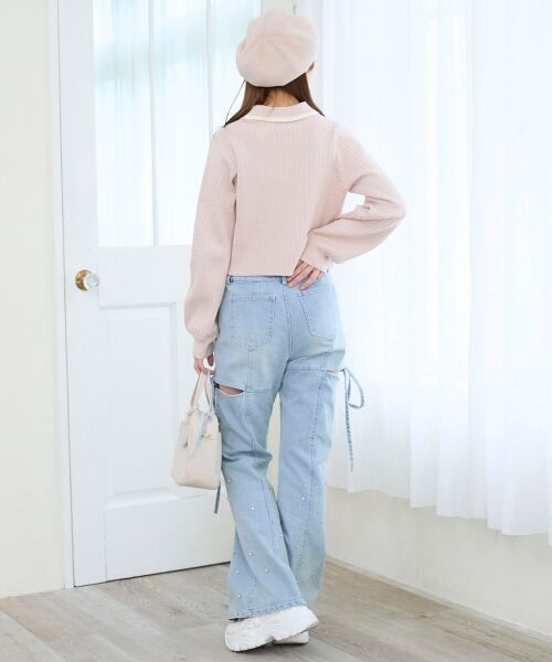 MAJESTIC LEGON / マジェスティックレゴン カーディガン・ボレロ | ◎バイカラーリボンケーブルニットカーデ | 詳細18