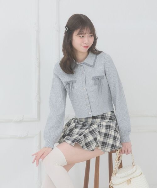 MAJESTIC LEGON / マジェスティックレゴン カーディガン・ボレロ | ◎バイカラーリボンケーブルニットカーデ | 詳細26