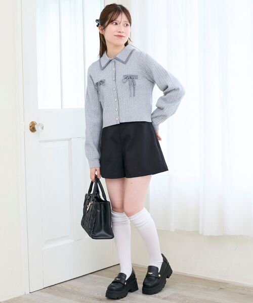 MAJESTIC LEGON / マジェスティックレゴン カーディガン・ボレロ | ◎バイカラーリボンケーブルニットカーデ | 詳細28