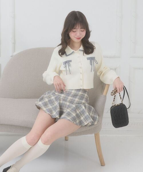 MAJESTIC LEGON / マジェスティックレゴン カーディガン・ボレロ | ◎バイカラーリボンケーブルニットカーデ | 詳細3