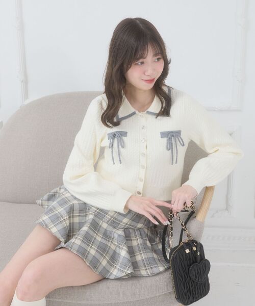 MAJESTIC LEGON / マジェスティックレゴン カーディガン・ボレロ | ◎バイカラーリボンケーブルニットカーデ | 詳細4