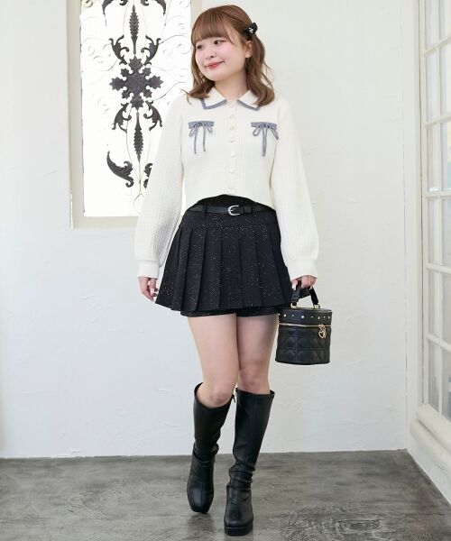 MAJESTIC LEGON / マジェスティックレゴン カーディガン・ボレロ | ◎バイカラーリボンケーブルニットカーデ | 詳細5