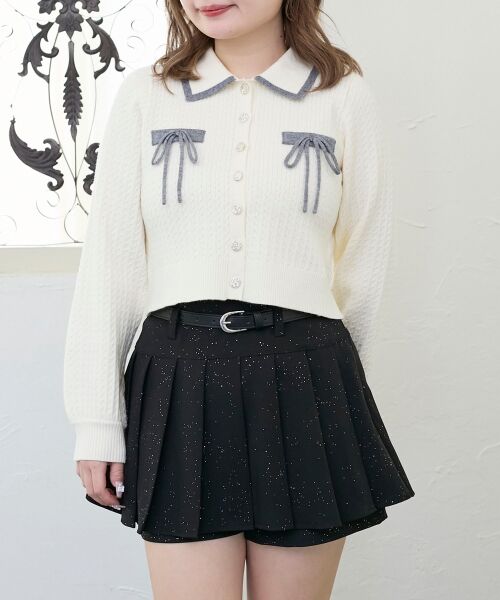 MAJESTIC LEGON / マジェスティックレゴン カーディガン・ボレロ | ◎バイカラーリボンケーブルニットカーデ | 詳細8