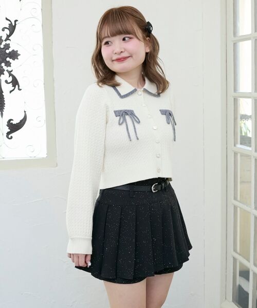 MAJESTIC LEGON / マジェスティックレゴン カーディガン・ボレロ | ◎バイカラーリボンケーブルニットカーデ | 詳細9