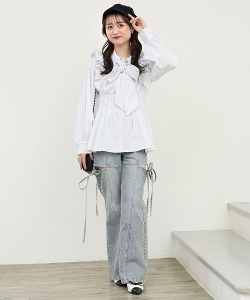 MAJESTIC LEGON / マジェスティックレゴン シャツ・ブラウス | ショルダーフリルボウタイブラウス | 詳細15