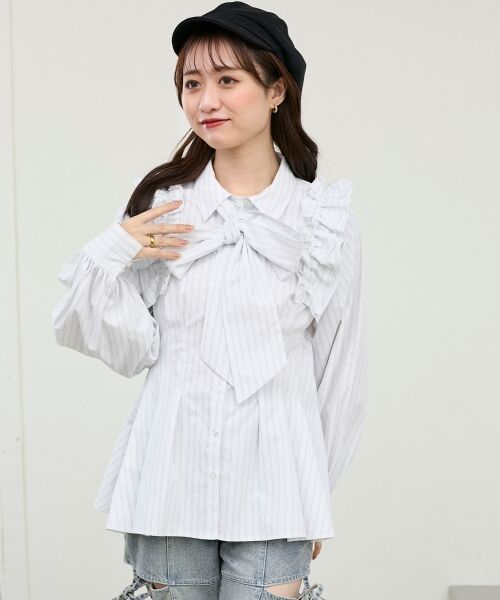 MAJESTIC LEGON / マジェスティックレゴン シャツ・ブラウス | ショルダーフリルボウタイブラウス | 詳細18