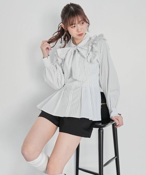 MAJESTIC LEGON / マジェスティックレゴン シャツ・ブラウス | ショルダーフリルボウタイブラウス | 詳細5