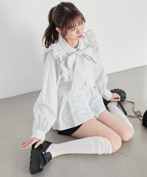 MAJESTIC LEGON / マジェスティックレゴン シャツ・ブラウス | ショルダーフリルボウタイブラウス | 詳細6