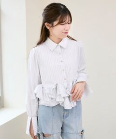 MAJESTIC LEGON / マジェスティックレゴン シャツ・ブラウス | リボンフリルペプラムブラウス