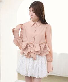 MAJESTIC LEGON / マジェスティックレゴン シャツ・ブラウス | リボンフリルペプラムブラウス