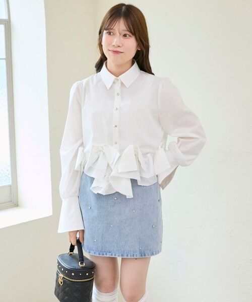 MAJESTIC LEGON / マジェスティックレゴン シャツ・ブラウス | リボンフリルペプラムブラウス | 詳細15