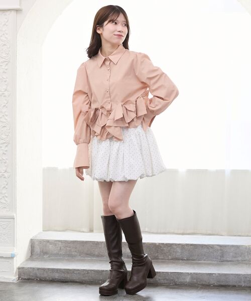 MAJESTIC LEGON / マジェスティックレゴン シャツ・ブラウス | リボンフリルペプラムブラウス | 詳細27