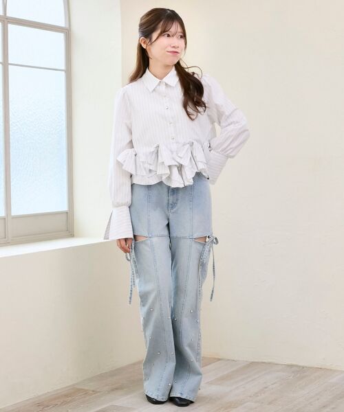 MAJESTIC LEGON / マジェスティックレゴン シャツ・ブラウス | リボンフリルペプラムブラウス | 詳細6