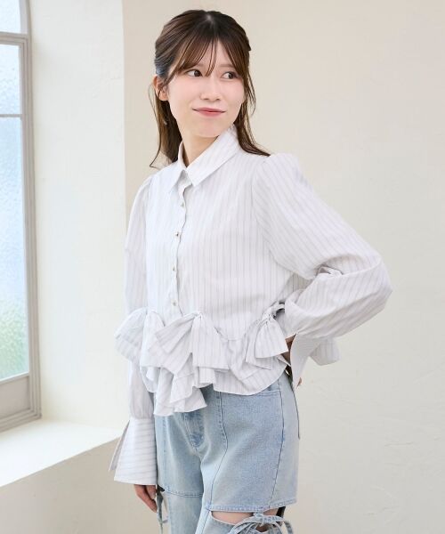 MAJESTIC LEGON / マジェスティックレゴン シャツ・ブラウス | リボンフリルペプラムブラウス | 詳細9