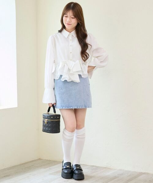 MAJESTIC LEGON / マジェスティックレゴン シャツ・ブラウス | リボンフリルペプラムブラウス | 詳細12