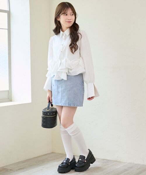 MAJESTIC LEGON / マジェスティックレゴン シャツ・ブラウス | リボンフリルペプラムブラウス | 詳細13