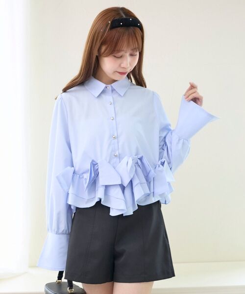 MAJESTIC LEGON / マジェスティックレゴン シャツ・ブラウス | リボンフリルペプラムブラウス | 詳細24