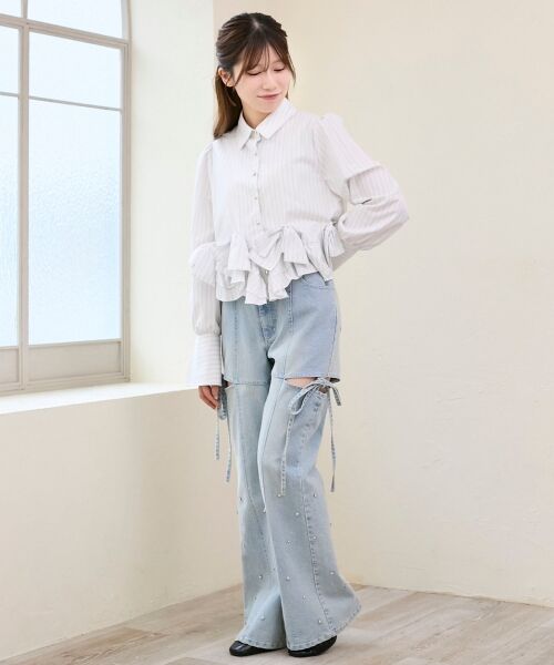 MAJESTIC LEGON / マジェスティックレゴン シャツ・ブラウス | リボンフリルペプラムブラウス | 詳細5