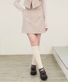 MAJESTIC LEGON / マジェスティックレゴン ミニ・ひざ丈スカート | ビジュー付き台形ミニスカパン