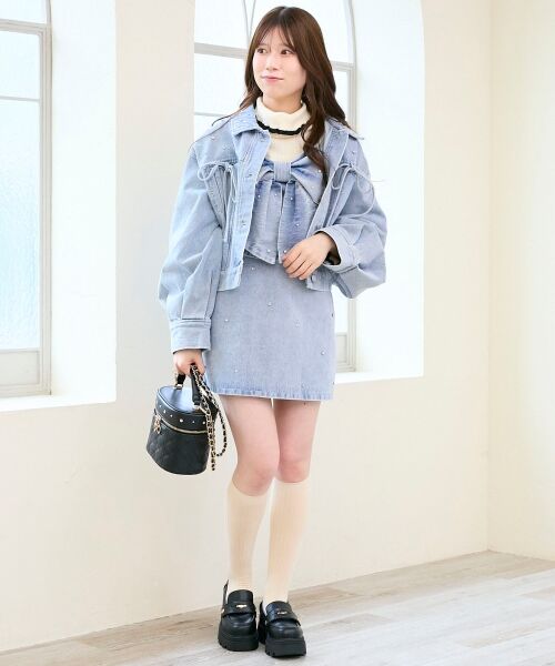 MAJESTIC LEGON / マジェスティックレゴン ミニ・ひざ丈スカート | ビジュー付き台形ミニスカパン | 詳細16