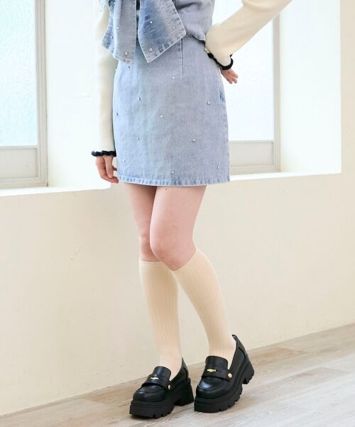 MAJESTIC LEGON / マジェスティックレゴン ミニ・ひざ丈スカート | ビジュー付き台形ミニスカパン | 詳細20