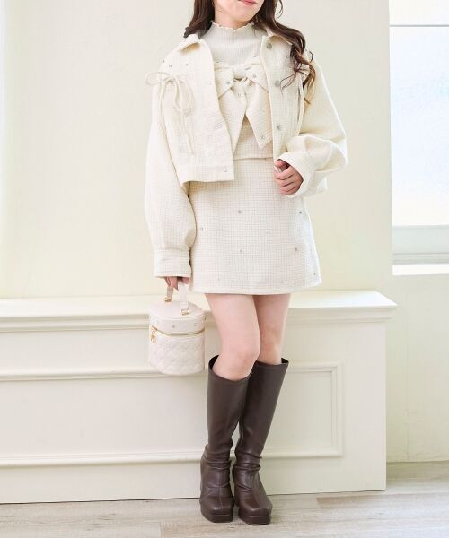 MAJESTIC LEGON / マジェスティックレゴン ミニ・ひざ丈スカート | ビジュー付き台形ミニスカパン | 詳細3