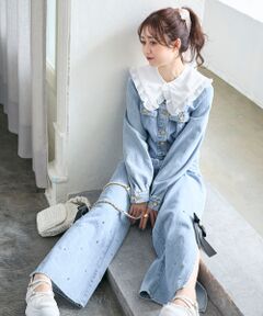 MAJESTIC LEGON / マジェスティックレゴン デニムパンツ | サイドリボンビジューデニムパンツ