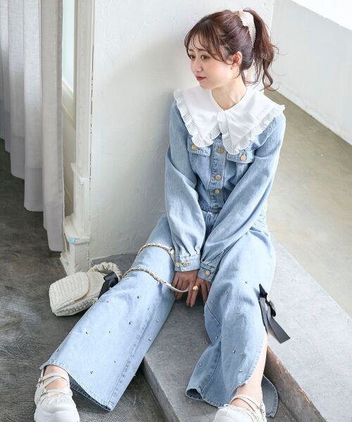 MAJESTIC LEGON / マジェスティックレゴン デニムパンツ | サイドリボンビジューデニムパンツ | 詳細1