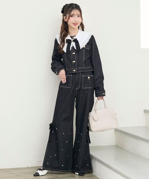 MAJESTIC LEGON / マジェスティックレゴン デニムパンツ | サイドリボンビジューデニムパンツ | 詳細12