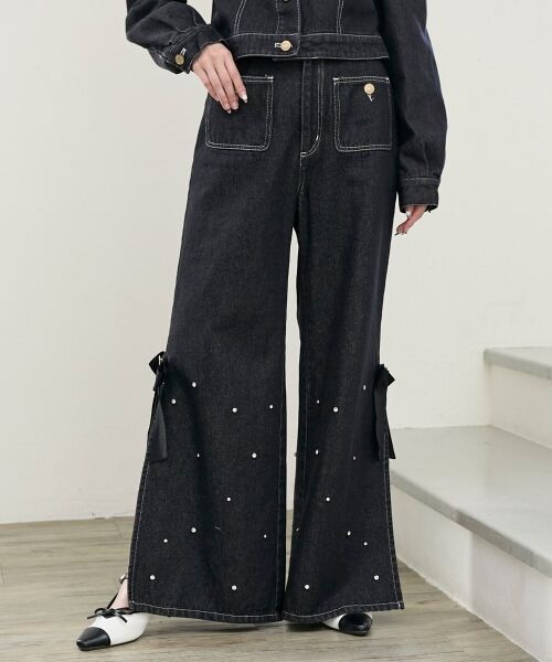 MAJESTIC LEGON / マジェスティックレゴン デニムパンツ | サイドリボンビジューデニムパンツ | 詳細14