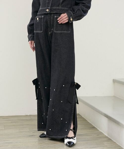MAJESTIC LEGON / マジェスティックレゴン デニムパンツ | サイドリボンビジューデニムパンツ | 詳細15