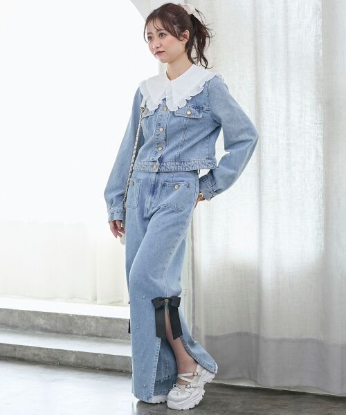 MAJESTIC LEGON / マジェスティックレゴン デニムパンツ | サイドリボンビジューデニムパンツ | 詳細4