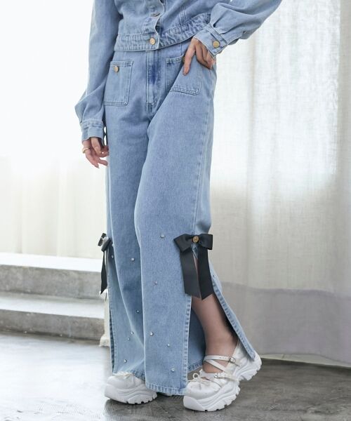 MAJESTIC LEGON / マジェスティックレゴン デニムパンツ | サイドリボンビジューデニムパンツ | 詳細7