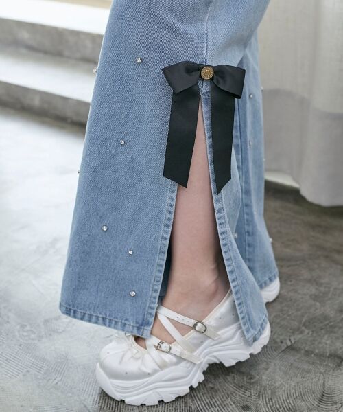 MAJESTIC LEGON / マジェスティックレゴン デニムパンツ | サイドリボンビジューデニムパンツ | 詳細9