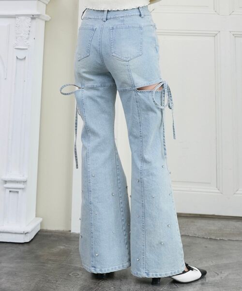 MAJESTIC LEGON / マジェスティックレゴン デニムパンツ | スリットビジューフレアデニムパンツ | 詳細18