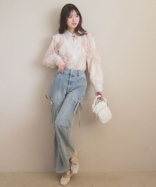 MAJESTIC LEGON / マジェスティックレゴン デニムパンツ | スリットビジューフレアデニムパンツ | 詳細2