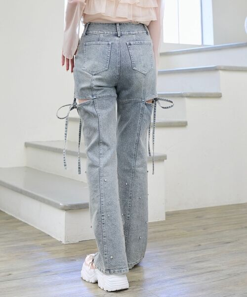 MAJESTIC LEGON / マジェスティックレゴン デニムパンツ | スリットビジューフレアデニムパンツ | 詳細7
