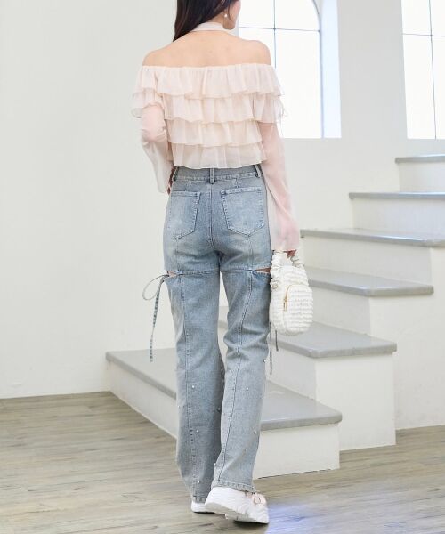 MAJESTIC LEGON / マジェスティックレゴン デニムパンツ | スリットビジューフレアデニムパンツ | 詳細12