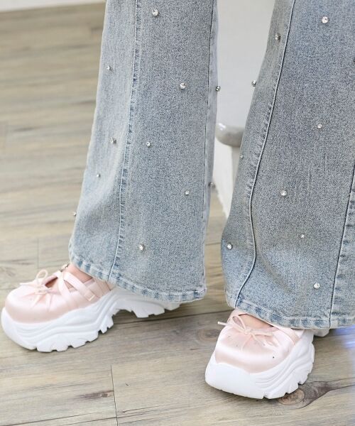 MAJESTIC LEGON / マジェスティックレゴン デニムパンツ | スリットビジューフレアデニムパンツ | 詳細15