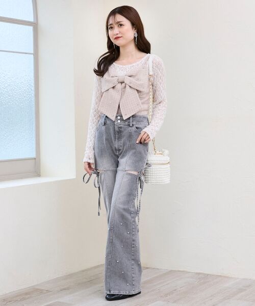 MAJESTIC LEGON / マジェスティックレゴン デニムパンツ | スリットビジューフレアデニムパンツ | 詳細16