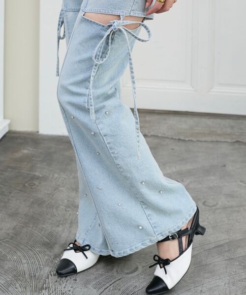 MAJESTIC LEGON / マジェスティックレゴン デニムパンツ | スリットビジューフレアデニムパンツ | 詳細8